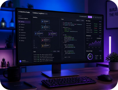 Dual monitor desk setup used for the AI Ops training environment