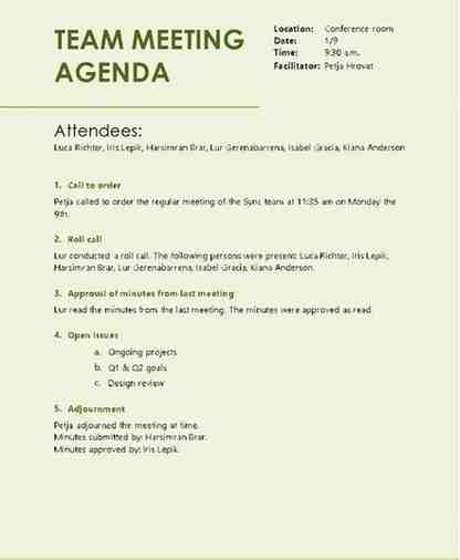 Team Meeting Agenda